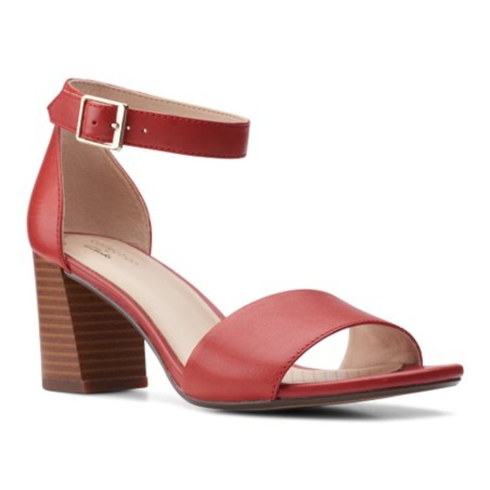 Clarks  Jocelynne Cam Sandal, Red Leather  Women Size 10 M    new